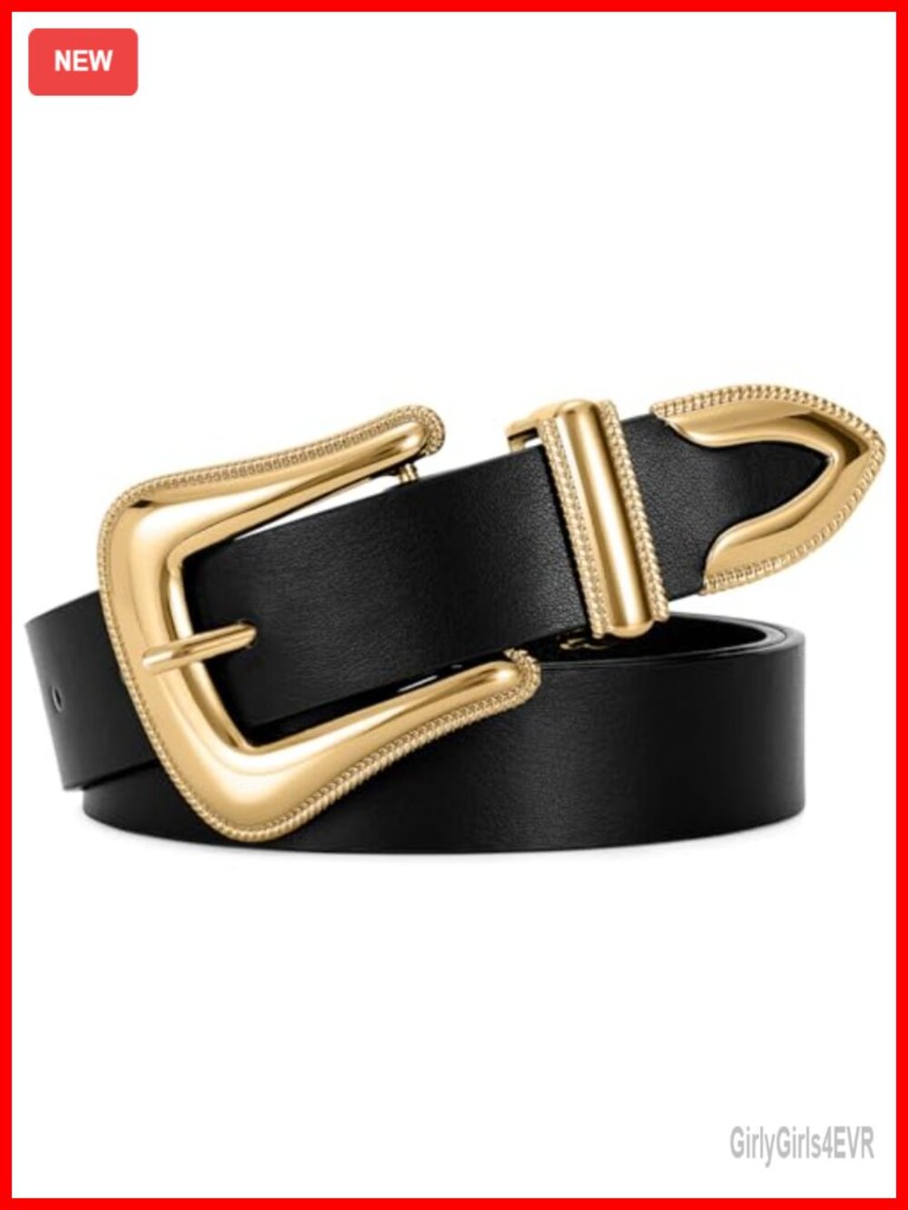 Faux Leather Western Belt with Silver Buckle for Jeans Pants Dresses